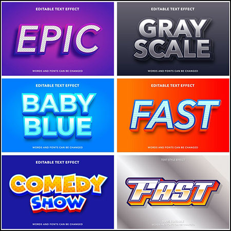 7款创意艺术字3D立体艺术字文本样式矢量模版103