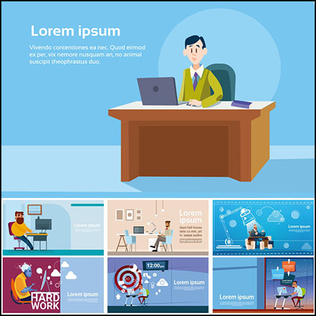 20款办公场景APP网站插图蚂蚁素材网矢量模板精选