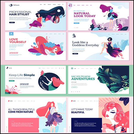 16款扁平化风景人物横幅网站插画蚂蚁素材网矢量素材精选