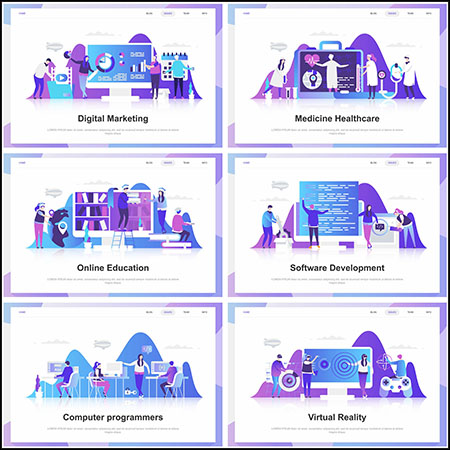 21款IT电脑科技网页APP扁平化插图蚂蚁素材网矢量素材精选