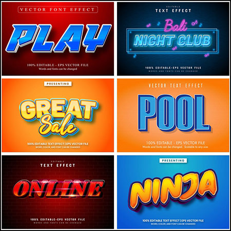 8款创意艺术字3D立体艺术字文本样式矢量模版107