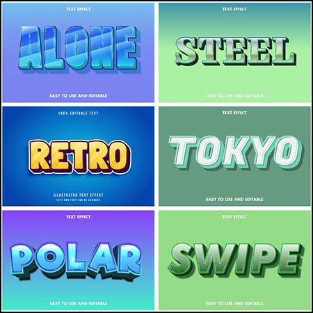 8款创意艺术字3D立体艺术字文本样式矢量模版110