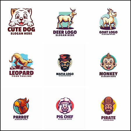 13款可爱卡通动物企业标志LOGO蚂蚁素材网矢量素材精选