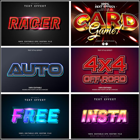 6款创意艺术字3D立体艺术字文本样式矢量模版113