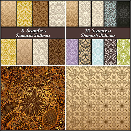 5套复古欧式花纹无缝背景图案蚂蚁素材网矢量素材精选