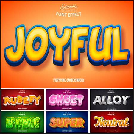 10款创意艺术字3D立体艺术字文本样式矢量模版116