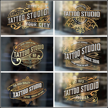 8款欧式复古金色花纹LOGO标志蚂蚁素材网矢量素材精选