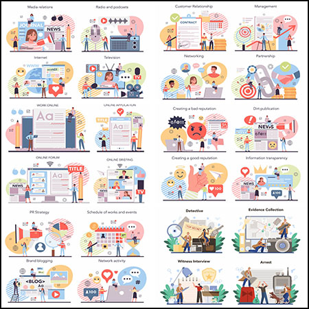 8套社交媒体商务营销战略扁平化插图蚂蚁素材网矢量素材精选