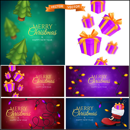 6款圣诞节快乐圣诞节新年背景蚂蚁素材网矢量素材精选