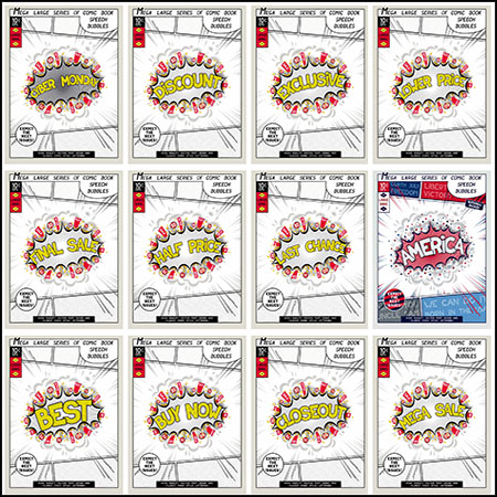 25款波普风卡通艺术泡泡对话框海报蚂蚁素材网矢量模板精选