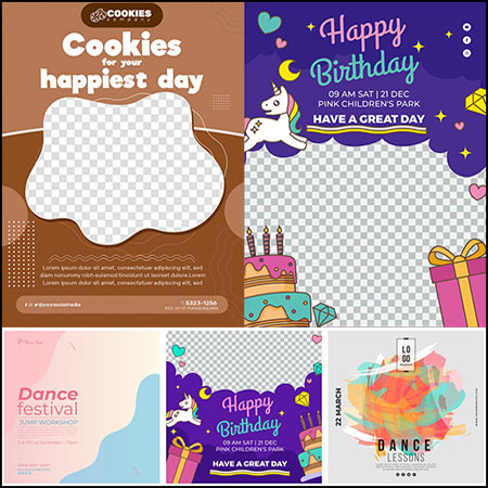 8款创意抽象插图背景和海报蚂蚁素材网矢量模板精选