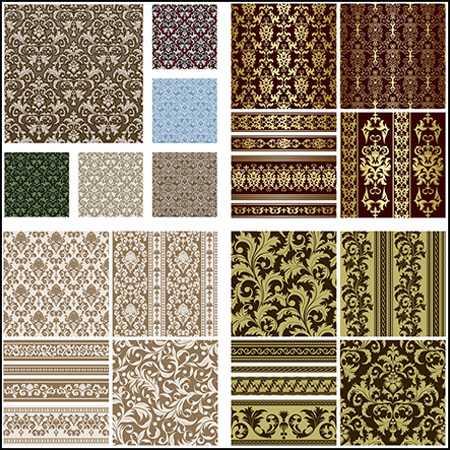 5套欧式花纹无缝背景蚂蚁素材网矢量素材精选