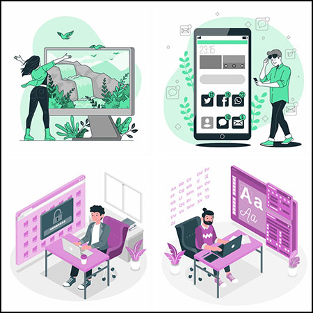 5款日常生活办公插图蚂蚁素材网矢量素材精选