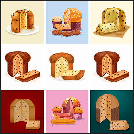 8款节日糕点甜点蚂蚁素材网矢量插图精选