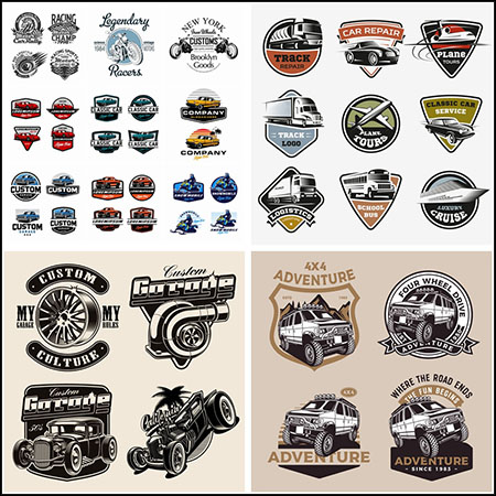 15套汽车货车摩托车飞机等运输工具LOGO标志蚂蚁素材网矢量素材精选