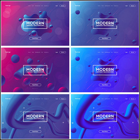 4款流体多边形抽象渐变背景蚂蚁素材网矢量素材精选