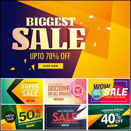 15款商场促销打折横幅海报蚂蚁素材网矢量素材精选