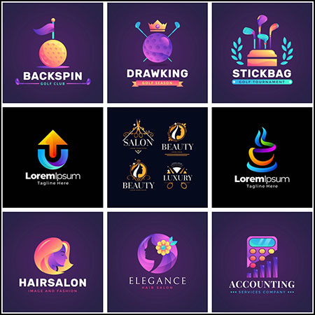 12款高尔夫球和优雅女性理发企业LOGO标志蚂蚁素材网矢量素材精选