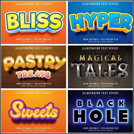 8款创意艺术字3D立体艺术字文本样式矢量模版122