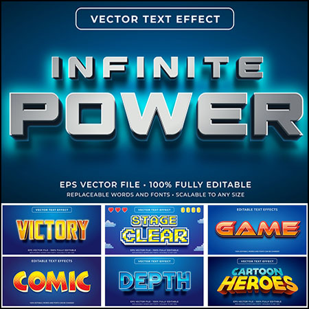 7款创意艺术字3D立体艺术字文本样式矢量模版123