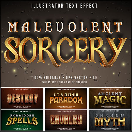 8款创意艺术字3D立体艺术字文本样式矢量模版125