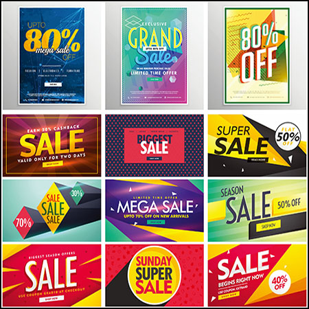 28款超级促销打折横幅海报蚂蚁素材网矢量模板精选