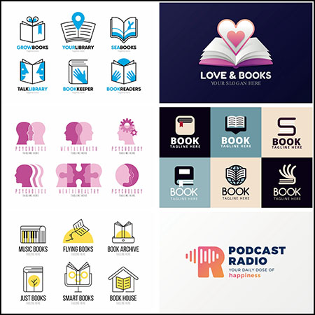 10套读书日书籍标志蚂蚁素材网矢量图标精选