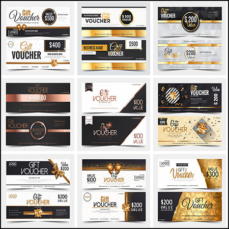 9套礼金券现金券代金券蚂蚁素材网矢量模板精选