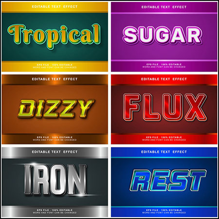 7款创意艺术字3D立体艺术字文本样式矢量模版128