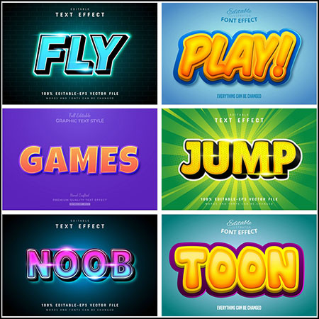 7款创意艺术字3D立体艺术字文本样式矢量模版129