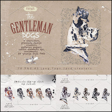 手绘水彩绅士犬套装PSD/AI/JPG/PNG免抠图