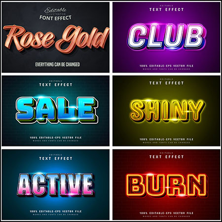 6款创意艺术字3D立体艺术字文本样式矢量模版131