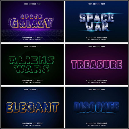 6款创意艺术字3D立体艺术字文本样式矢量模版135