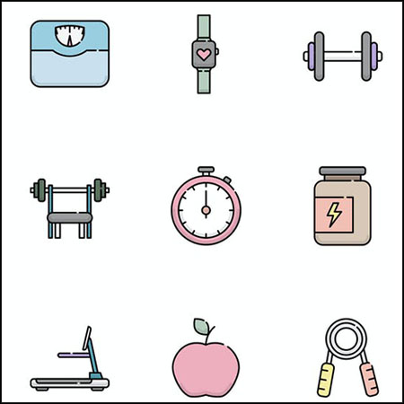 18个健身器材元素蚂蚁素材网矢量图标精选