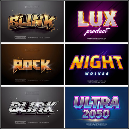 11款创意艺术字3D立体艺术字文本样式矢量模版138