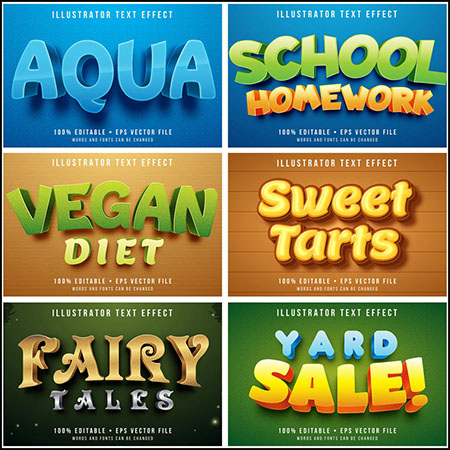 13款创意艺术字3D立体艺术字文本样式矢量模版140