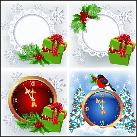 5款圣诞节时钟插图蚂蚁素材网矢量素材精选