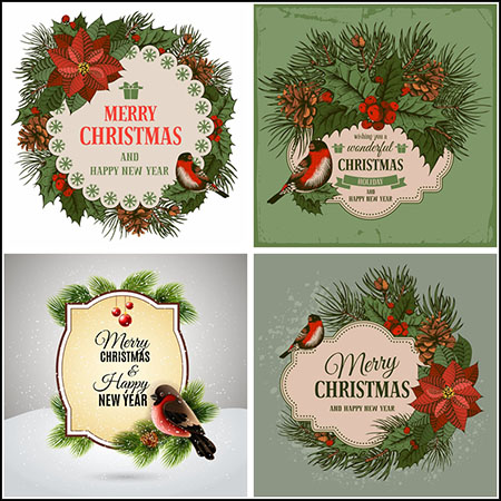 5款圣诞节海报横幅插图蚂蚁素材网矢量素材精选