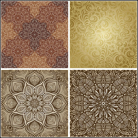 5款欧式金色花纹无缝背景图案蚂蚁素材网矢量素材精选