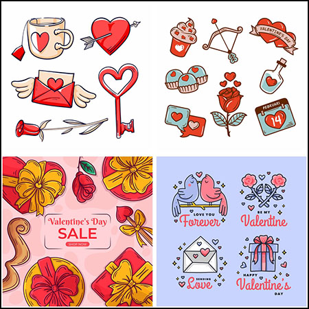 5套情人节促销标志图标插图蚂蚁素材网矢量素材精选