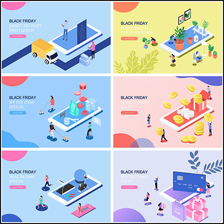 16款科技金融智能生活元素2.5D网页插图蚂蚁素材网矢量素材精选