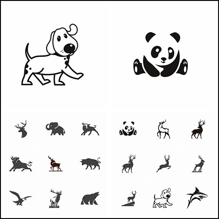 18款动物剪影LOGO图标蚂蚁素材网矢量素材精选