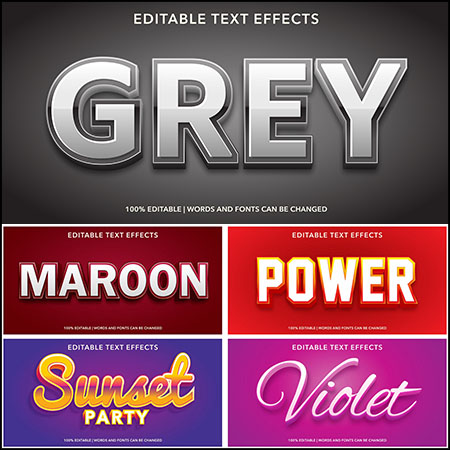 8款创意艺术字3D立体艺术字文本样式矢量模版143