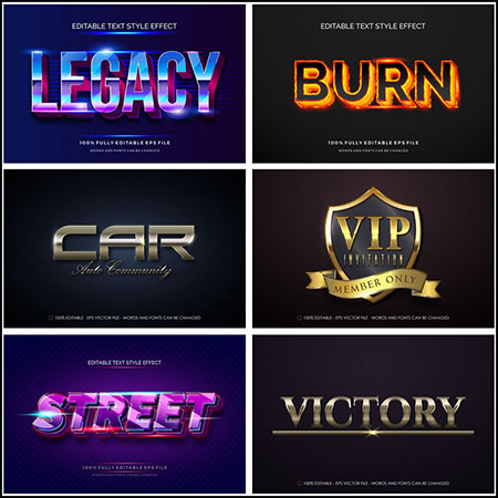 6款创意艺术字3D立体艺术字文本样式矢量模版144