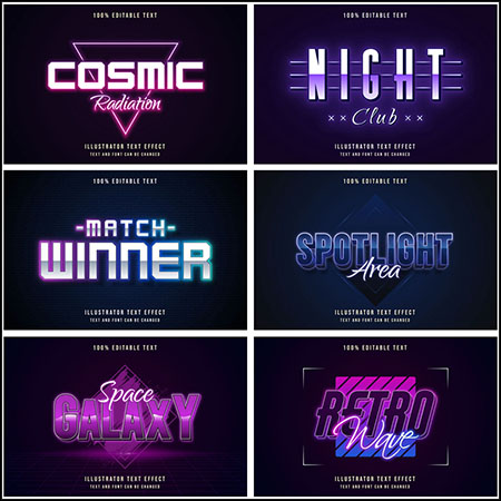 6款创意艺术字3D立体艺术字文本样式矢量模版145