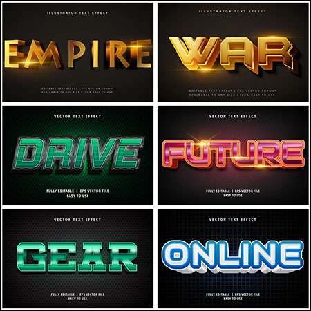 7款创意艺术字3D立体艺术字文本样式矢量模版146