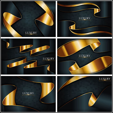 6款高端金色线条装饰深蓝色背景蚂蚁素材网矢量素材精选