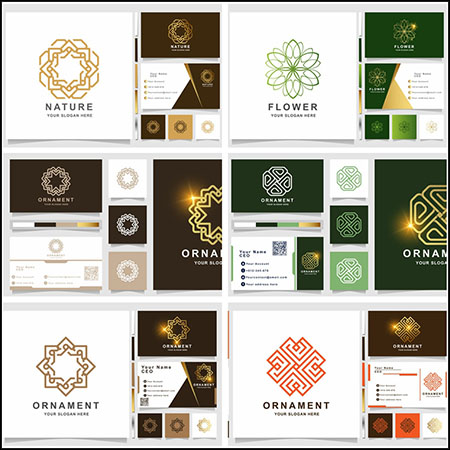 9款抽象花纹名片卡片LOGO标志蚂蚁素材网矢量模板精选