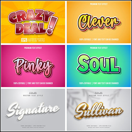 6款创意艺术字3D立体艺术字文本样式矢量模版149