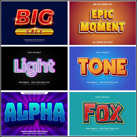 7款创意艺术字3D立体艺术字文本样式矢量模版150